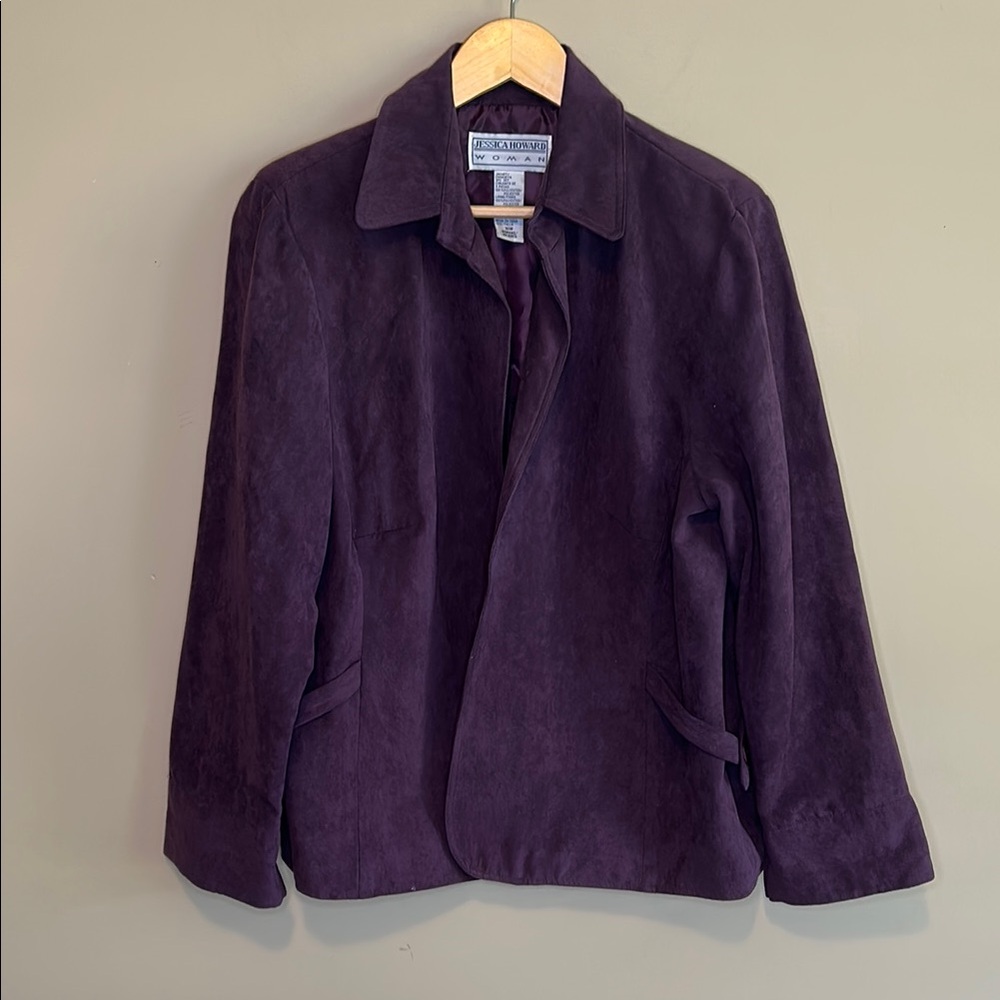 Jessica Howard Rich Plum Suede Blazer